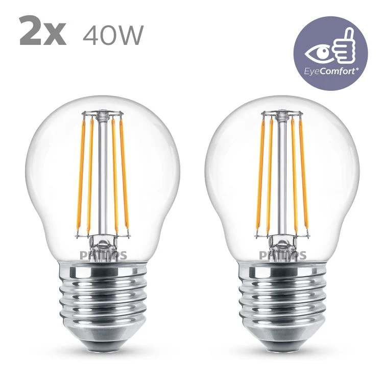 Philips LED lamp kogel E27 helder ww 3W 470LM 2st