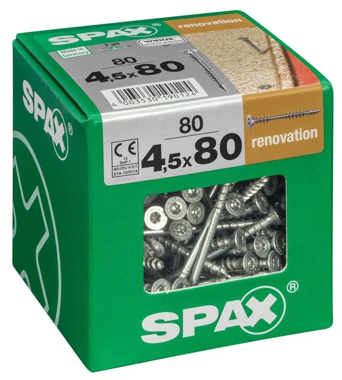 Spax renovatieschroef T-star plus platkop 4,5x80mm 80st