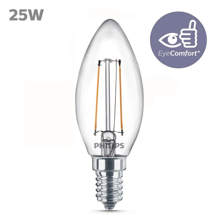 Philips LED lamp kaars E14 helder ww 1,9W 260LM 2st