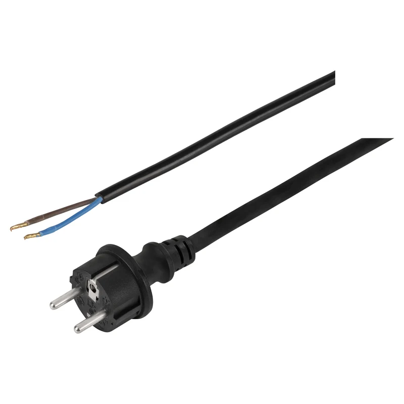 Q-Link aansluitsnoer 2x1mm randaarde zwart 5m