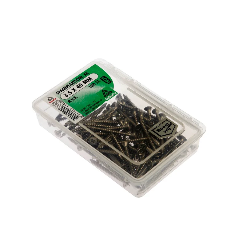 Deltafix spaanplaatschroef pozidrive platkop 3,5x40mm 100st