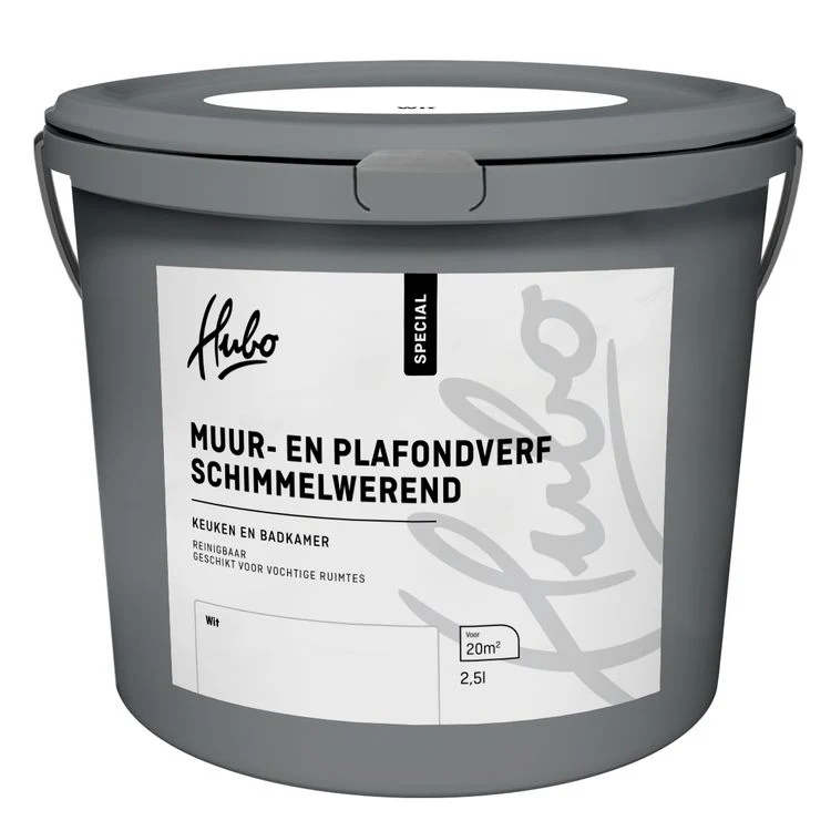 Hubo muur- en plafondverf schimmelwerend mat wit 2,5L