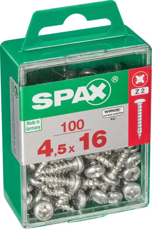 Spax schroef pozidrive bolkop 4,5x16mm 100st