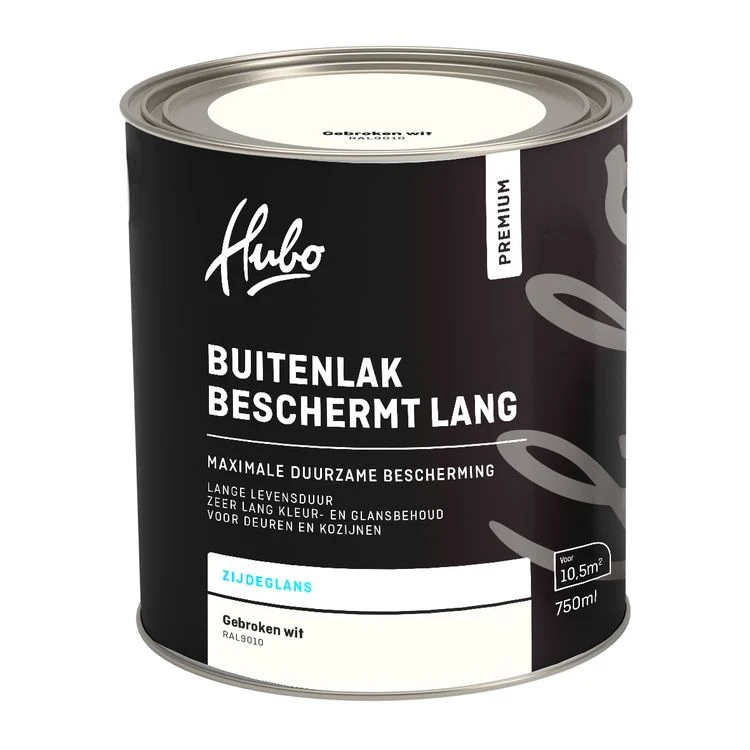 Hubo Premium buitenlak zijdeglans RAL9010 gebroken wit 750ml