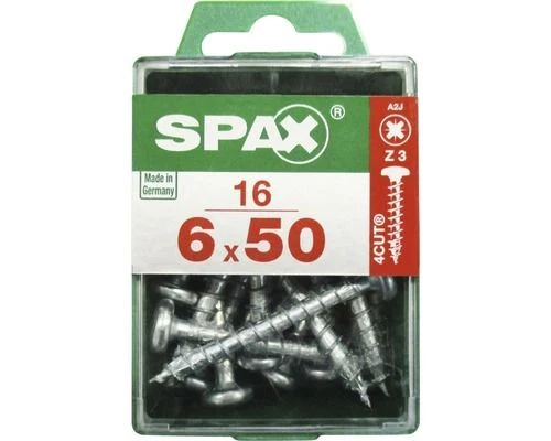 Spax schroef pozidrive bolkop 6x50mm 16st