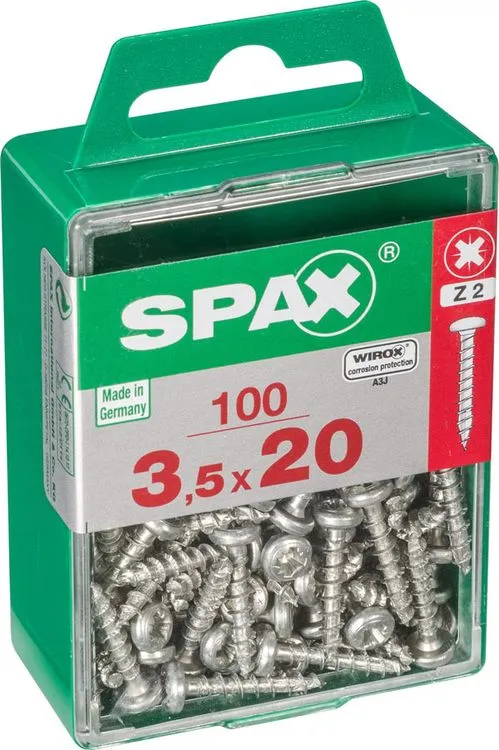 Spax schroef pozidrive bolkop 3,5x20mm 100st