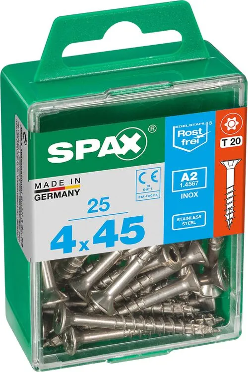 Spax A2 schroef T-star plus verzonken kop 4x45mm 25st