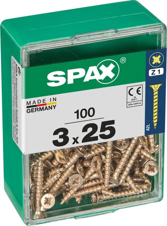 Spax schroef pozidrive verzinkt 3x25mm 100st