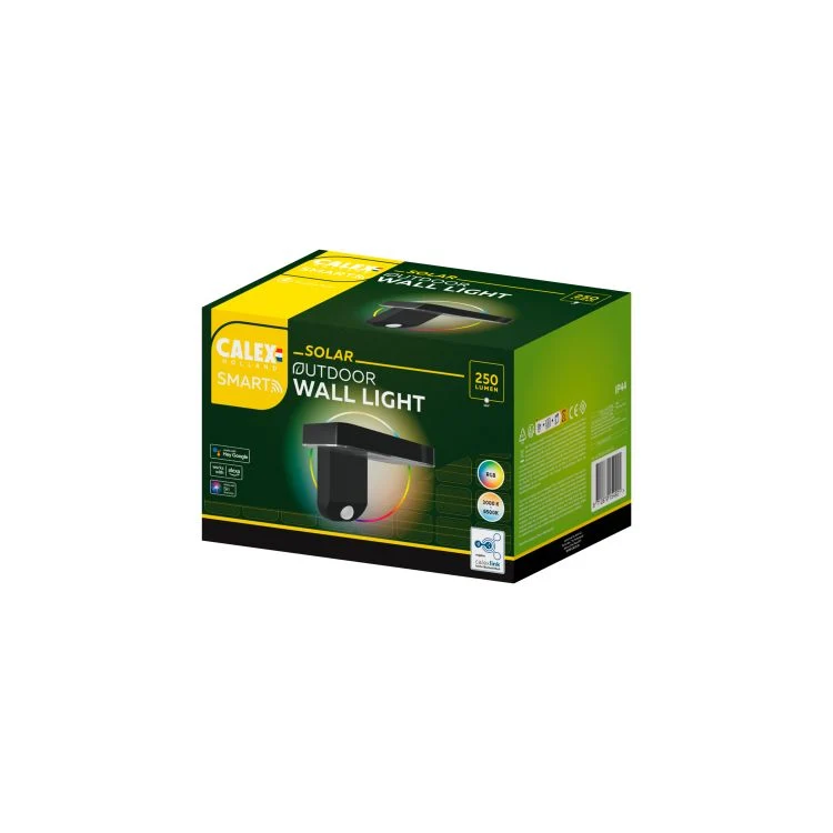 Calex solar buitenlamp Smart outdoor LED wall light met sensor zwart