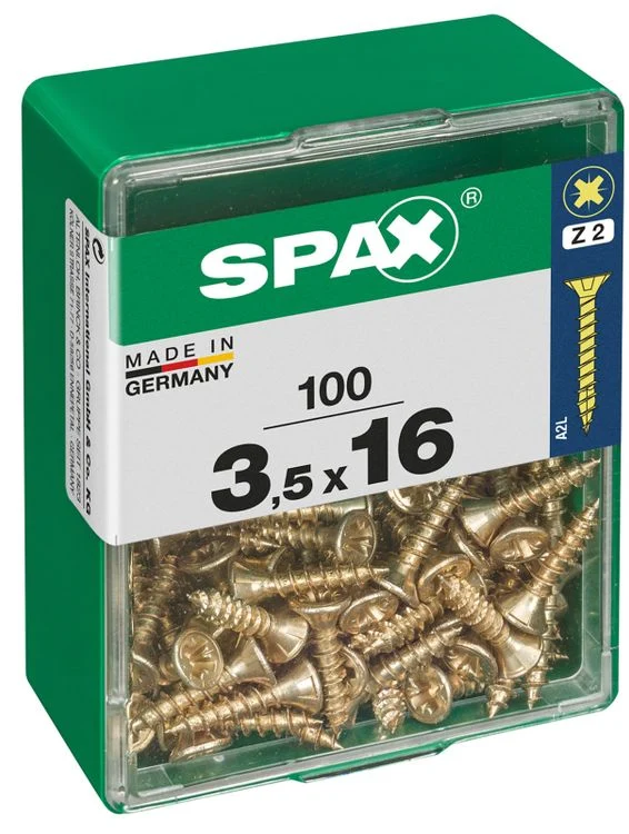 Spax schroef pozidrive verzinkt 3,5x16mm 100st