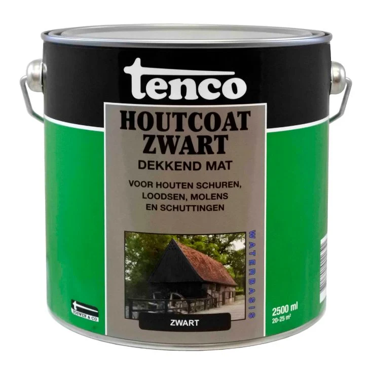 Tenco houtcoating mat zwart 2,5L
