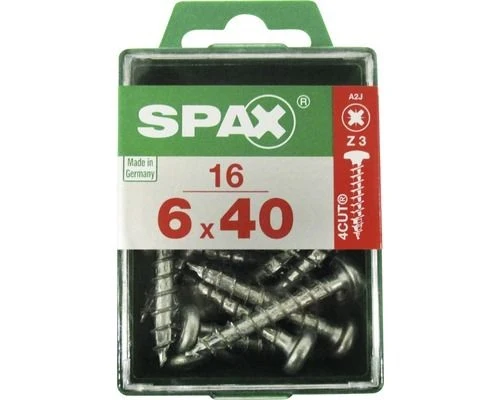 Spax schroef pozidrive bolkop 6x40mm 16st