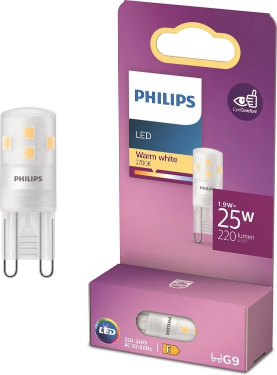 Philips LED rond G9 helder warm wit 25W 220LM