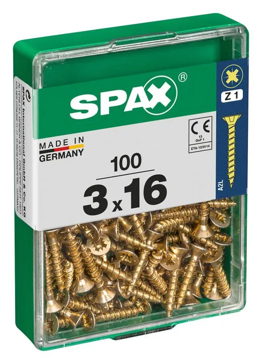 Spax schroef pozidrive verzinkt 3x16mm 100st