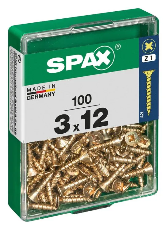 Spax schroef pozidrive verzinkt 3x12mm 100st