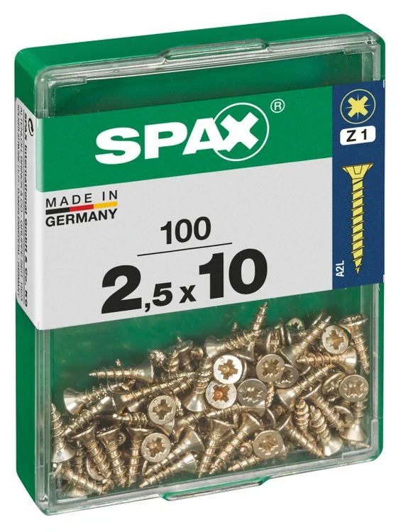 Spax schroef pozidrive verzinkt 2,5x10mm 100st