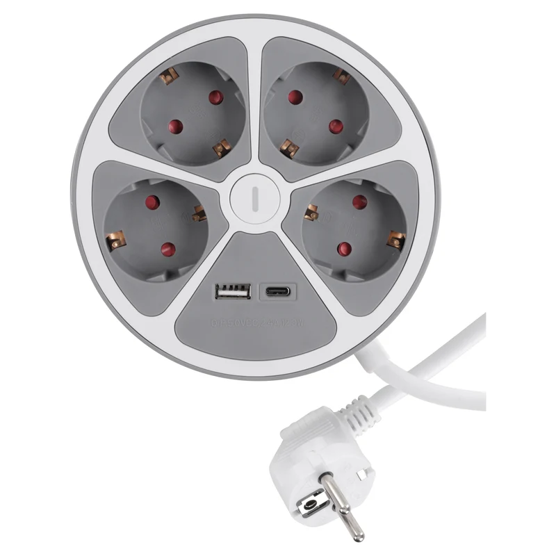 Q-Link stekkerdoos 4-voudig 4x geaard, 1x USB A, 1x USB C wit 1,5m