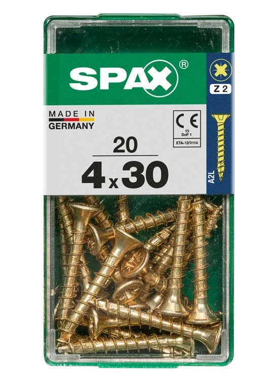 Spax schroef pozidrive verzinkt 4x30mm 20st