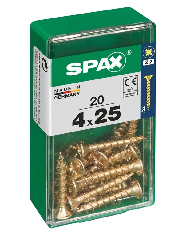 Spax schroef pozidrive verzinkt 4x25mm 20st