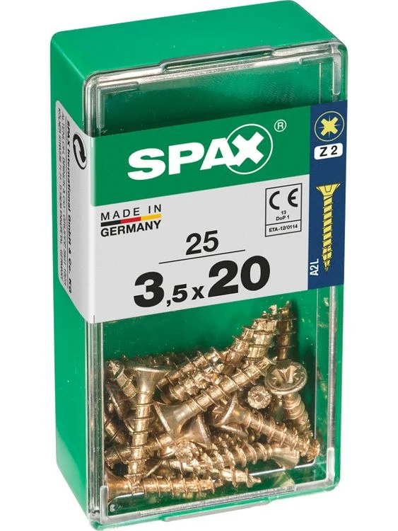 Spax schroef pozidrive verzinkt 3,5x20mm 25st