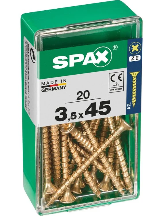 Spax schroef pozidrive verzinkt 3,5x45mm 20st