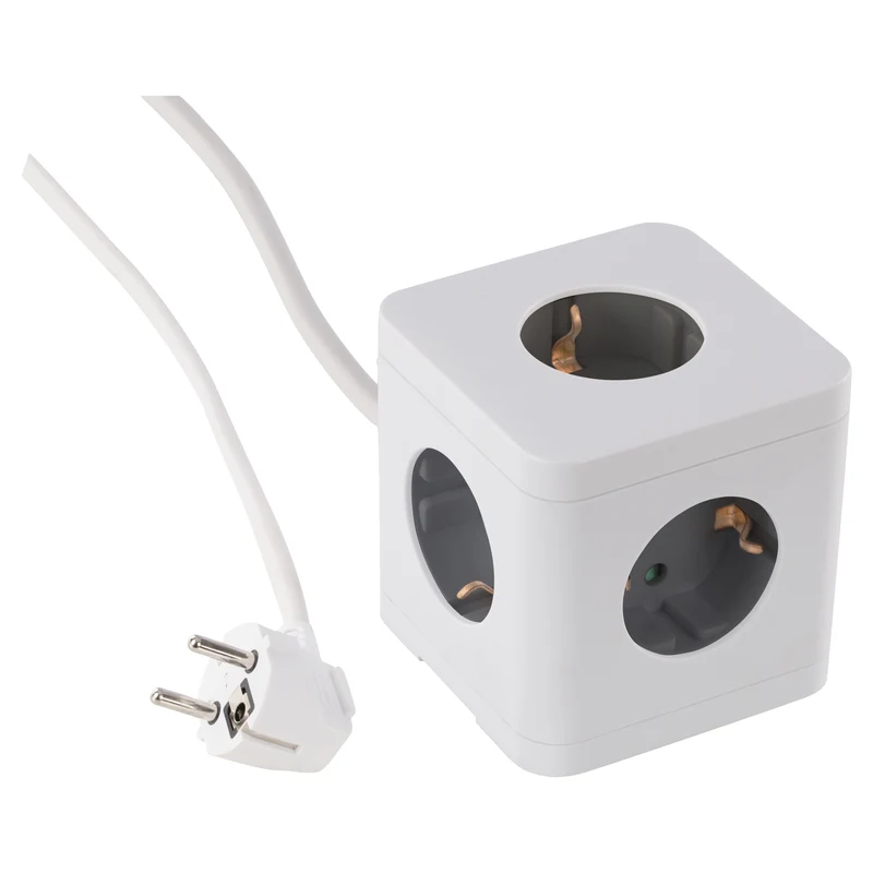 Q-Link Cube stekkerdoos 5-voudig 5x geaard wit, grijs 1,5m