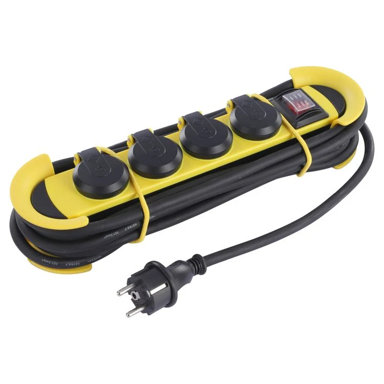 Q-Link stekkerdoos 4-voudig 4x geaard geel, zwart 5m