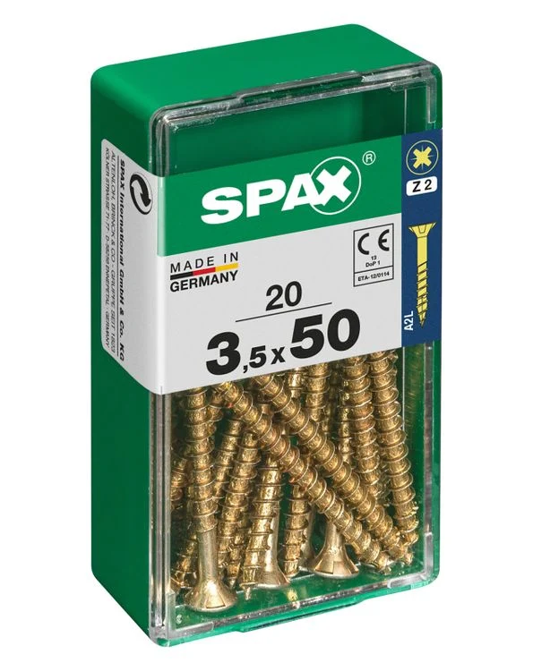 Spax schroef pozidrive verzinkt 3,5x50mm 20st