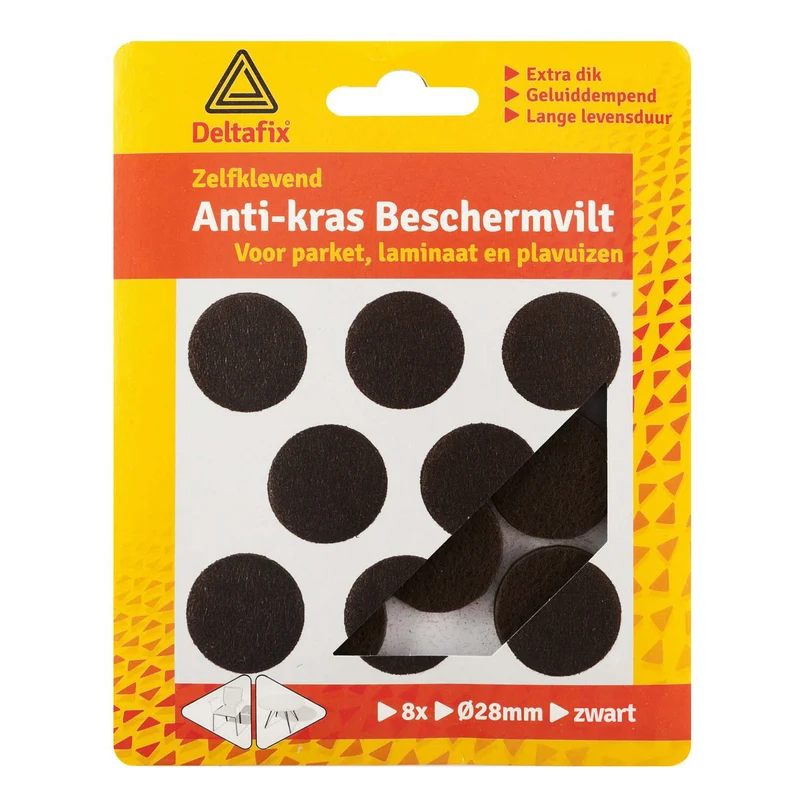 Deltafix anti-krasvilt rond zwart 28mm 8st