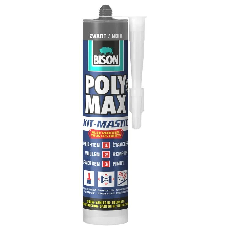 Bison Poly Max Sealant afdichtingskit elastisch zwart 280ml