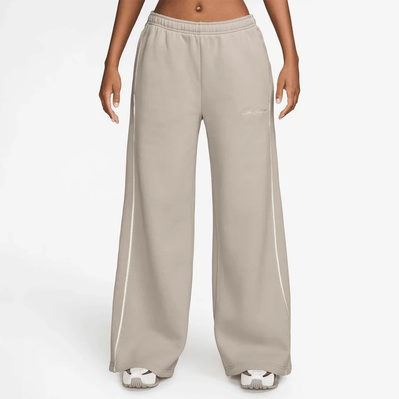 Studio Fleece Mid-Rise Wide-Leg Scallop Broek