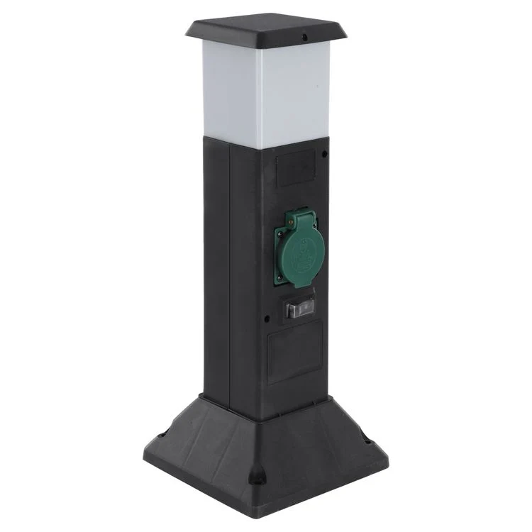 Q-Link tuinpaal 2-voudig 2x geaard zwart