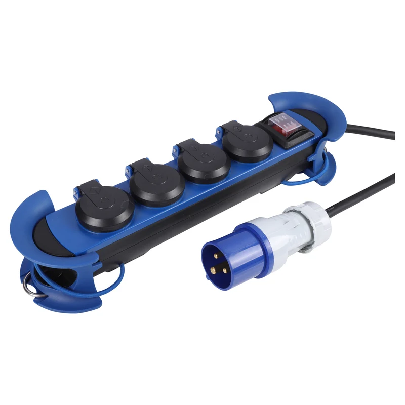 Q-Link stekkerdoos 4-voudig 4x geaard blauw 1,5m