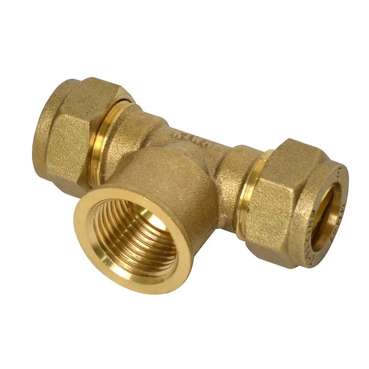 Sanivesk knelkoppeling T-stuk metaal 15mmx1/2"Fx15mm