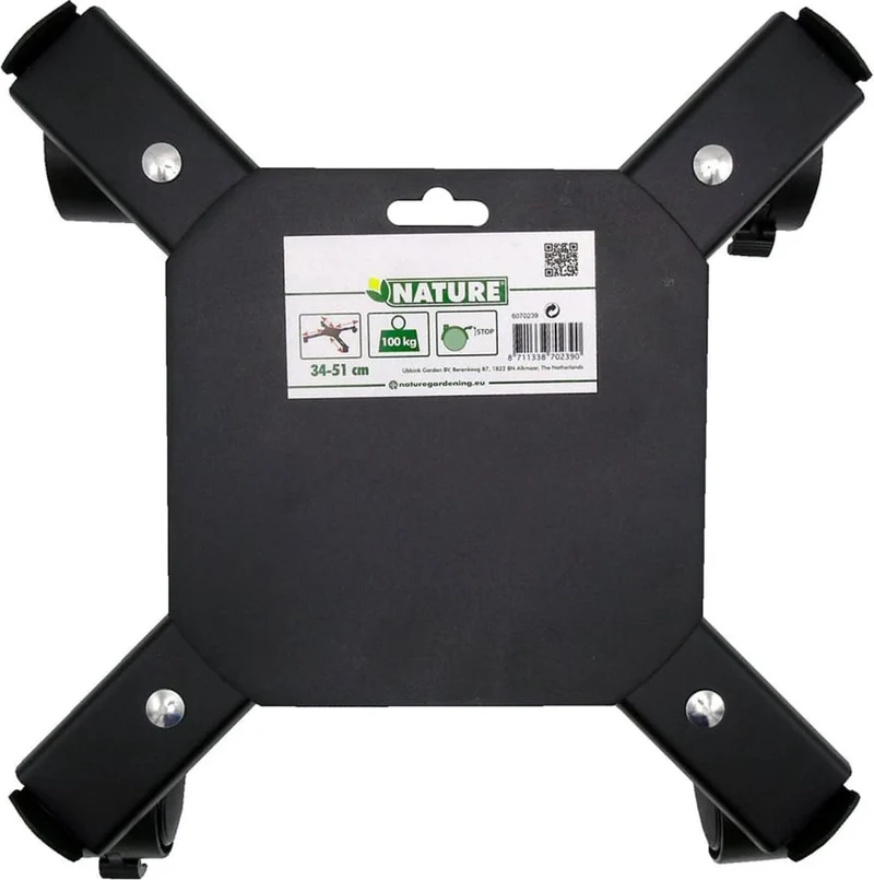 Nature planttrolley vierkant zwart metaal ⌀34-51cm 100kg