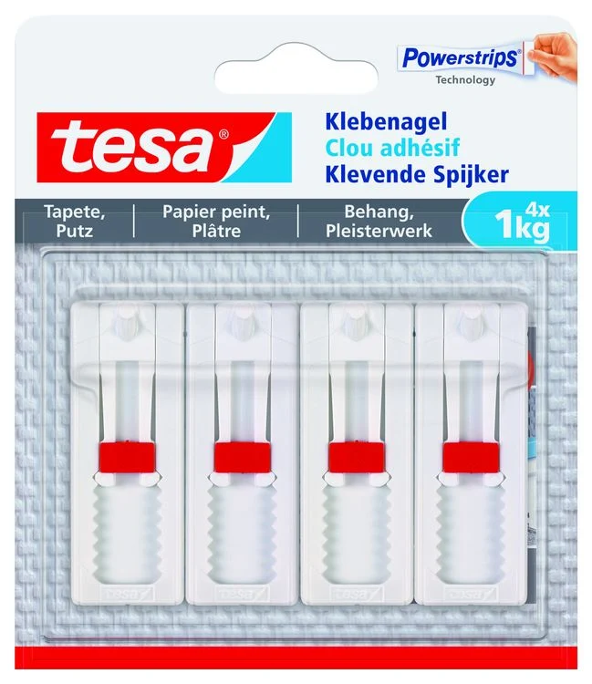 Tesa Powerstrips klevende spijker kunststof wit 1kg 4st