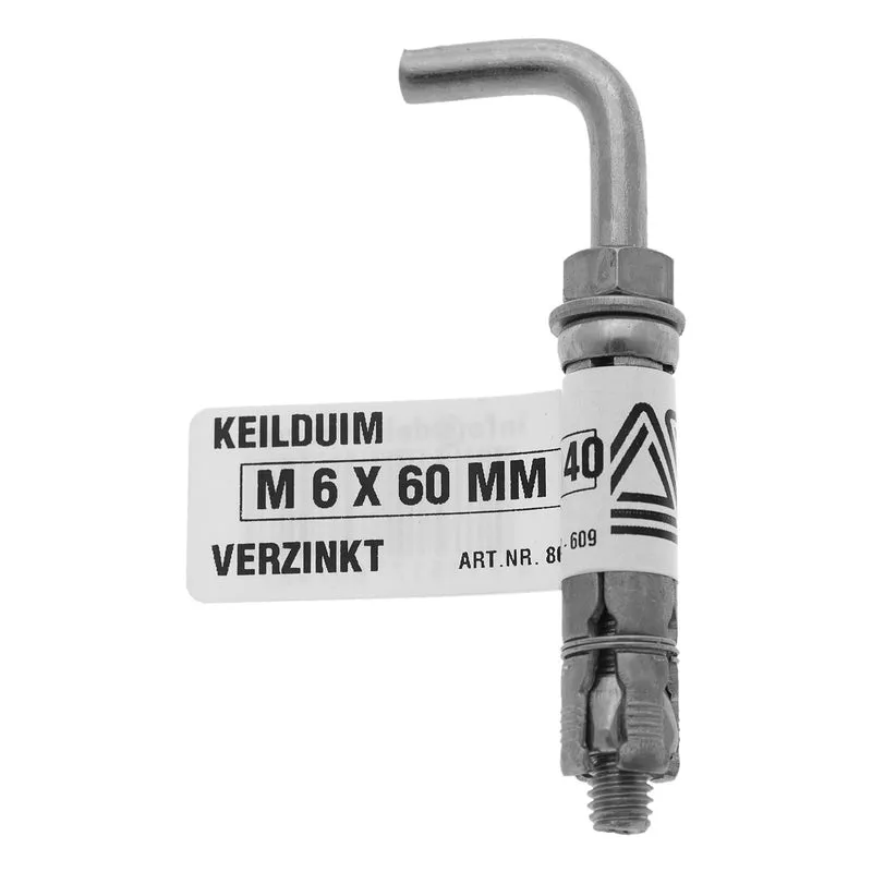 Deltafix keilduimhaak verzinkt M6x60x40cm