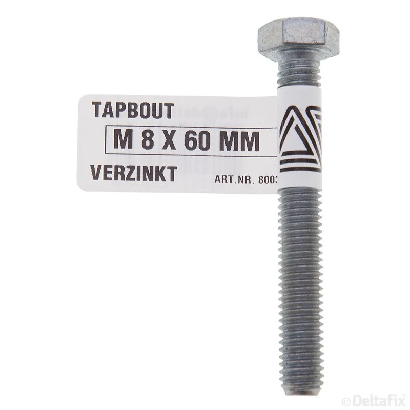 Deltafix zeskanttapbout verzinkt staal M8x60mm