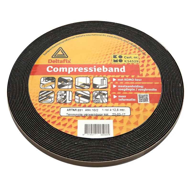 Deltafix compressieband zwart 15mm 10m