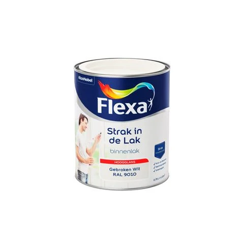 Flexa Strak in de Lak hoogglans RAL9010 gebroken wit 750ml