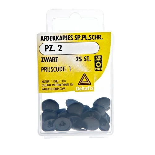 Deltafix afdekdop PZ2 zwart ⌀12mm 25st