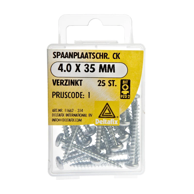 Deltafix spaanplaatschroef pozidrive cilinderkop 4x35mm 25st