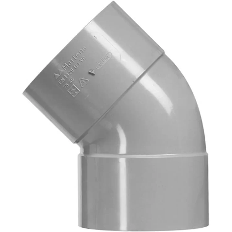 Bocht 45º 2xlijmmof PVC 125mm