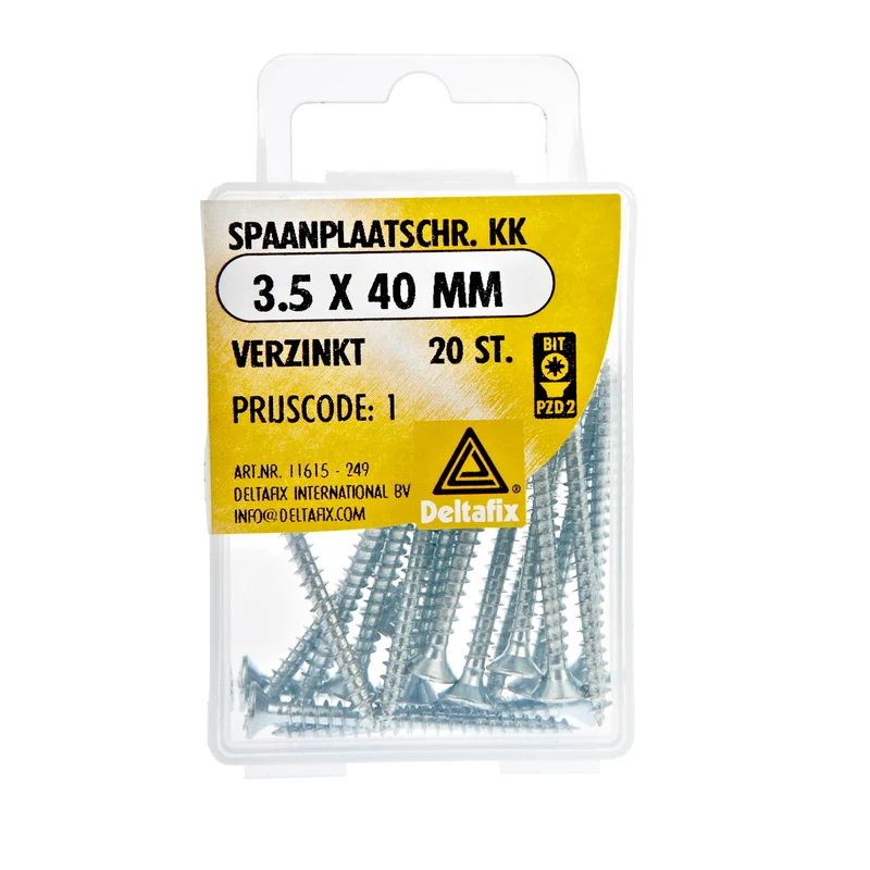 Deltafix spaanplaatschroef pozidrive platkop 3,5x40mm 20st