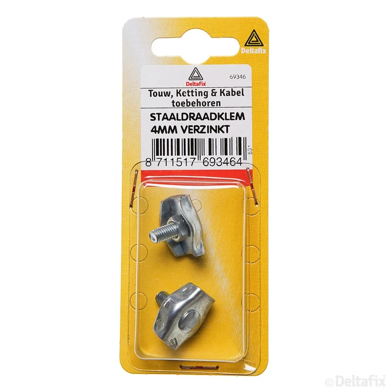 Deltafix staaldraadklem 4mm verzinkt staal 2st