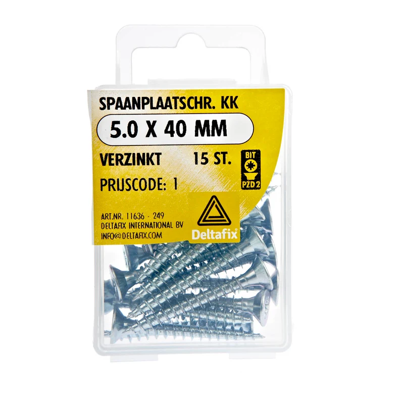 Deltafix spaanplaatschroef pozidrive platkop 5x40mm 15st
