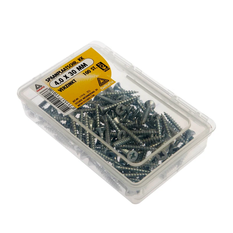 Deltafix spaanplaatschroef pozidrive platkop 4x30mm 100st