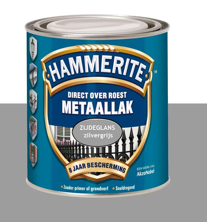 Hammerite metaallak zijdeglans Z215 zilvergrijs 750ml