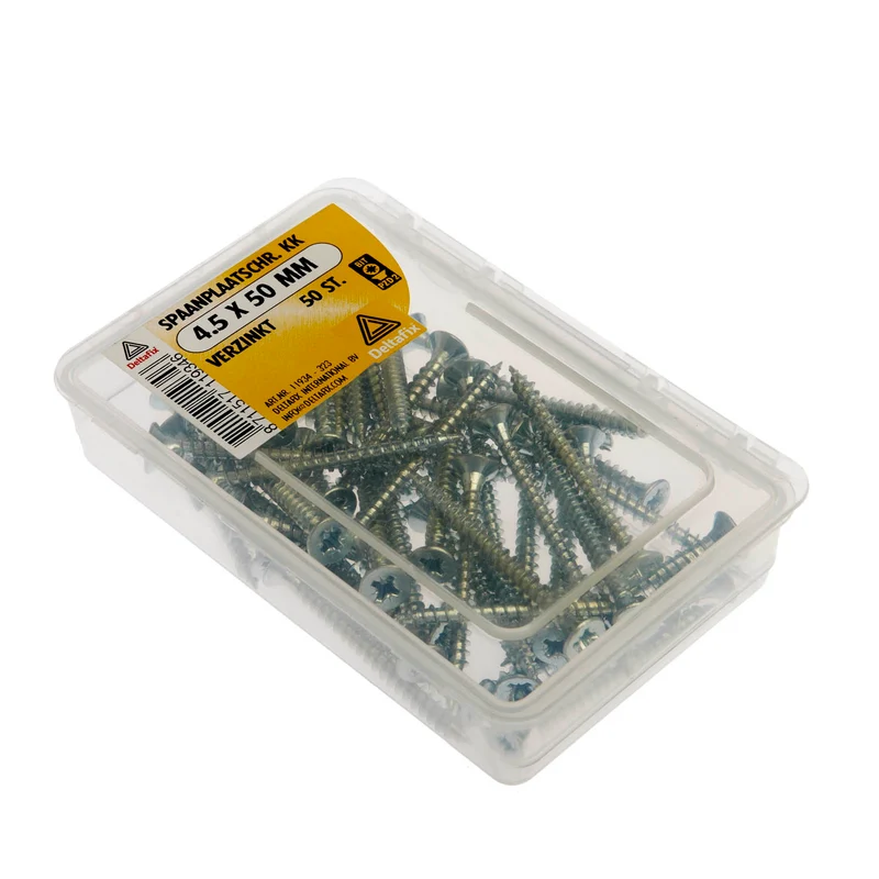 Deltafix spaanplaatschroef pozidrive platkop 4,5x50mm 50st