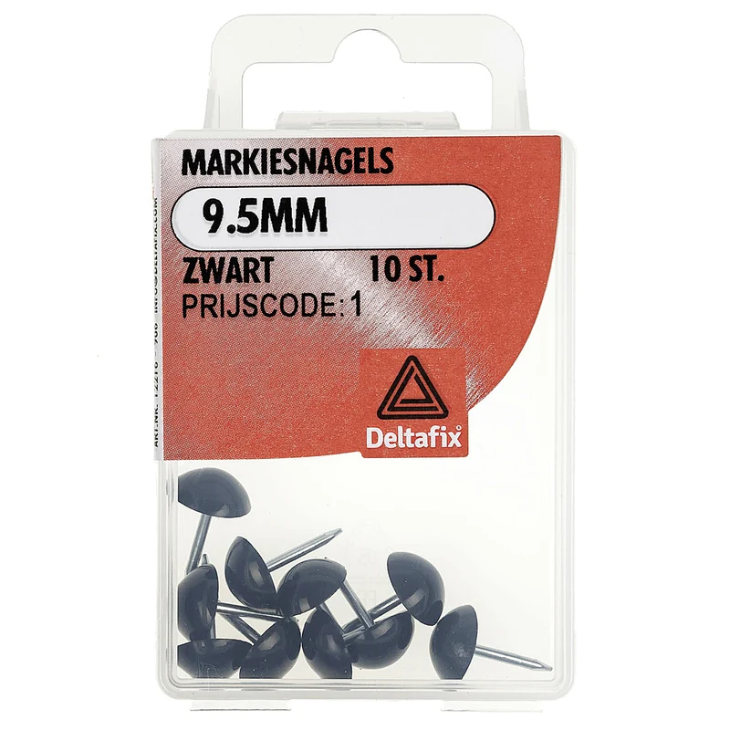 Deltafix markiesnagels ronde kop staal, kunststof zwart 9,5mm 10st